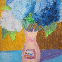 Oil pastel flower pot 